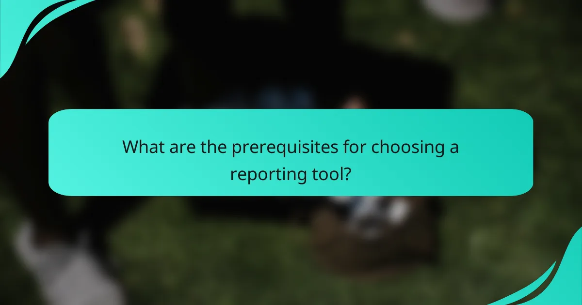 What are the prerequisites for choosing a reporting tool?